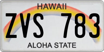 HI license plate ZVS783