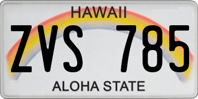 HI license plate ZVS785
