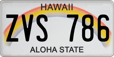 HI license plate ZVS786