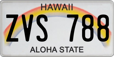HI license plate ZVS788