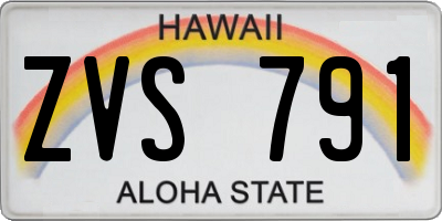 HI license plate ZVS791