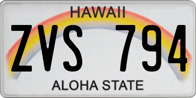 HI license plate ZVS794