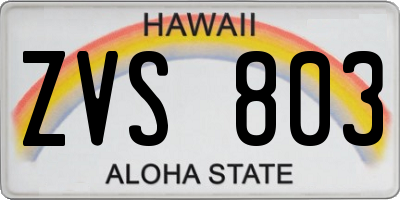 HI license plate ZVS803