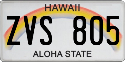 HI license plate ZVS805