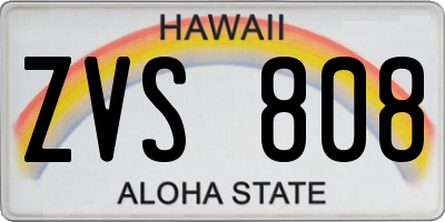 HI license plate ZVS808
