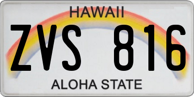 HI license plate ZVS816