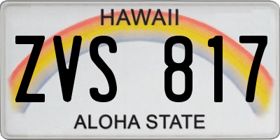 HI license plate ZVS817