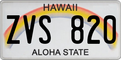 HI license plate ZVS820