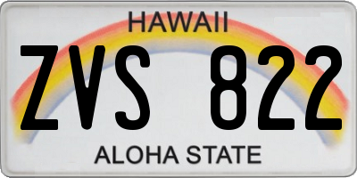 HI license plate ZVS822