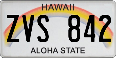 HI license plate ZVS842