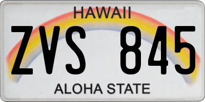 HI license plate ZVS845