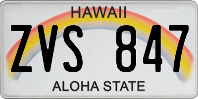 HI license plate ZVS847