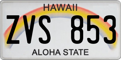 HI license plate ZVS853