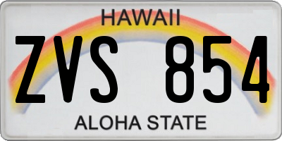 HI license plate ZVS854
