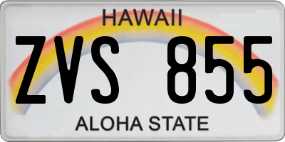 HI license plate ZVS855