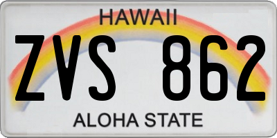 HI license plate ZVS862