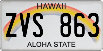 HI license plate ZVS863