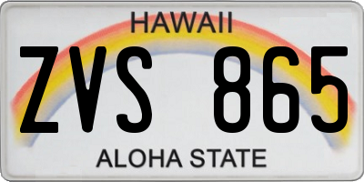 HI license plate ZVS865