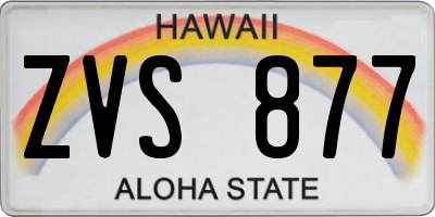 HI license plate ZVS877