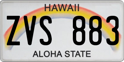 HI license plate ZVS883