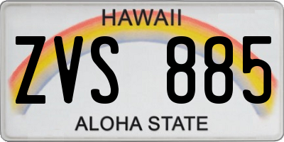 HI license plate ZVS885