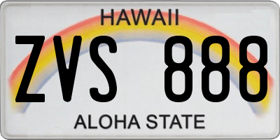 HI license plate ZVS888