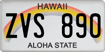 HI license plate ZVS890