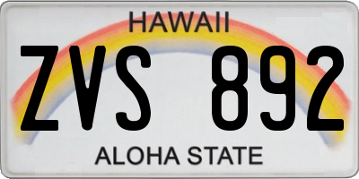 HI license plate ZVS892