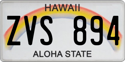 HI license plate ZVS894