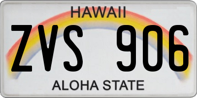 HI license plate ZVS906