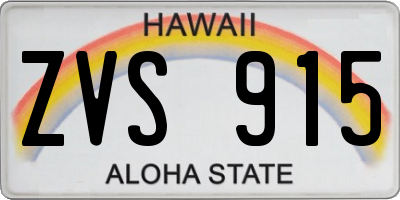HI license plate ZVS915