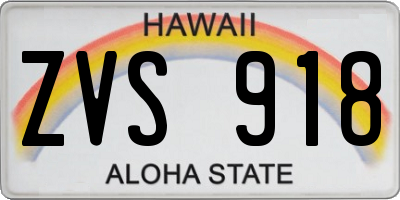 HI license plate ZVS918