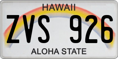 HI license plate ZVS926