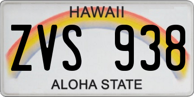HI license plate ZVS938