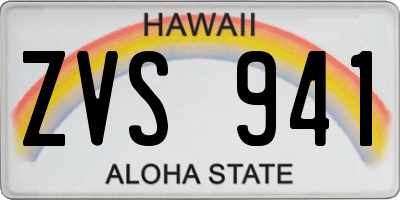 HI license plate ZVS941
