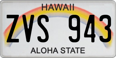 HI license plate ZVS943