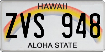 HI license plate ZVS948