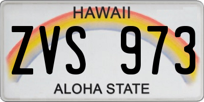 HI license plate ZVS973