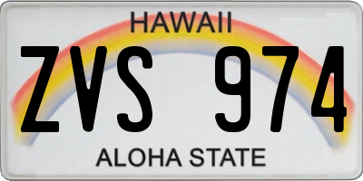 HI license plate ZVS974