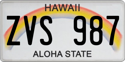 HI license plate ZVS987