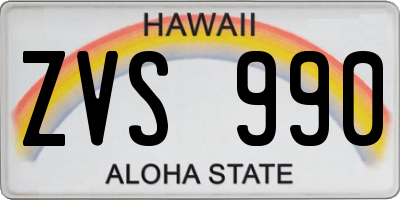 HI license plate ZVS990
