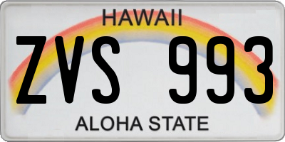 HI license plate ZVS993