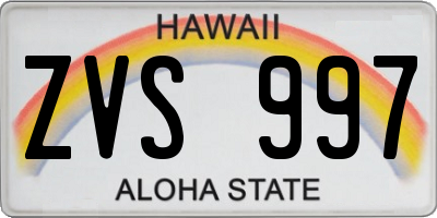 HI license plate ZVS997
