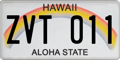 HI license plate ZVT011