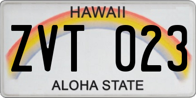 HI license plate ZVT023
