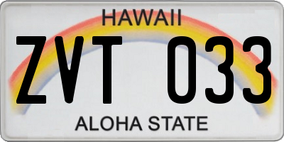 HI license plate ZVT033