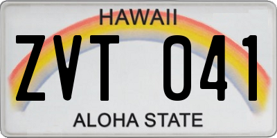 HI license plate ZVT041
