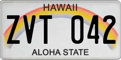 HI license plate ZVT042