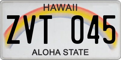 HI license plate ZVT045