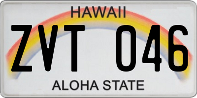 HI license plate ZVT046